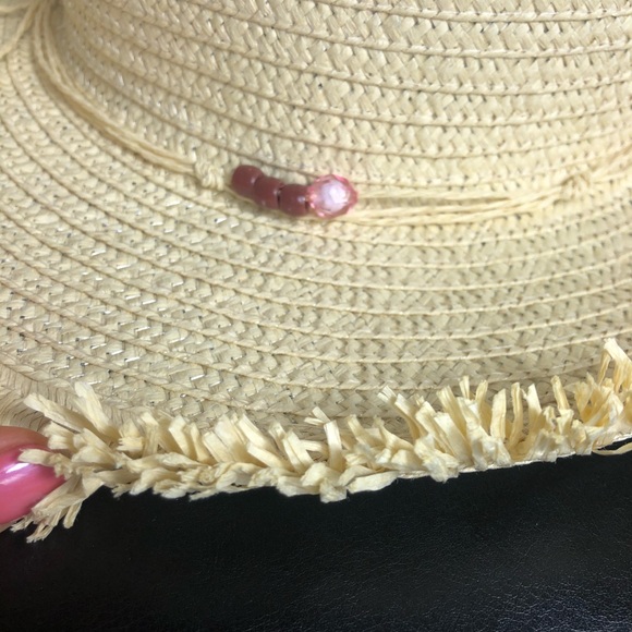 Handwoven Straw Beach Hat With Beads - Picture 3 of 6
